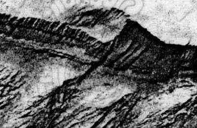 Viking photo of probable sedimentary rock on Mars