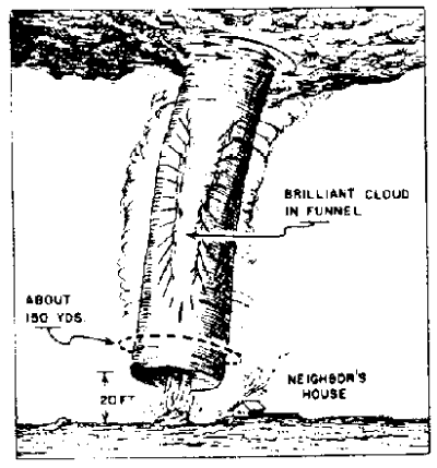 Funnel of the 1955 tornado at Blackwell, Oklahoma