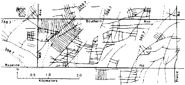 Composite map of canals near Tempe