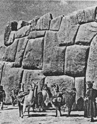 Close-fitted, massive irregular stones in an Inca wall