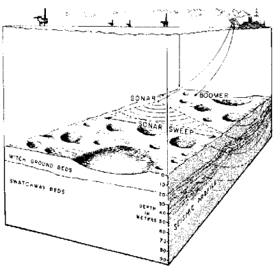 Craterlets detected by sonar on the floor of the North Sea