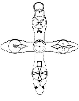 Silver cross extracted from an Indian mound in Murray County, Georgia