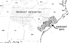 Areas of abundant Carolina Bays and frequent meterorite finds