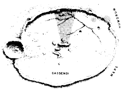 Lunar crater Gassendi and red glow observed