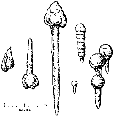 Mace-shaped sand concretions